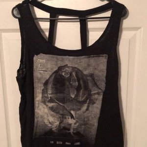 Black rose graphic tank top